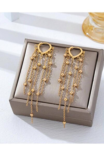 Marchen Collection Kadın Gold Top Zincir Sallantılı Küpe