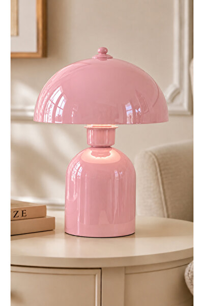 Buiva Rosa Pembe Abajur Metal Gövde E-27 Duy