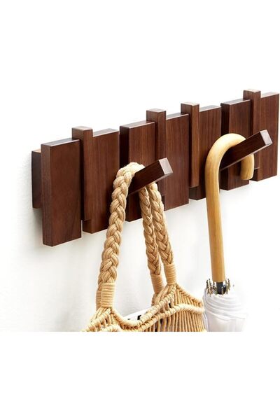 GENERAL JKJ&ZXZ Wood Wall Mounted Coat Rack, Coat Rack Wall Mount, Flip Down ...