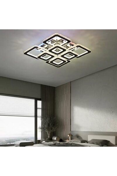 SELEXMO Lustra LED cu telecomanda si cristal QUADRIA SUPREMO RGB 168W, 8 Patr...