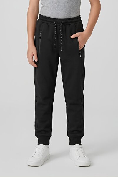 MODANINO Boy's Tracksuit Bottom - Elastic Waist + Drawstring + Zipper Pocket ...