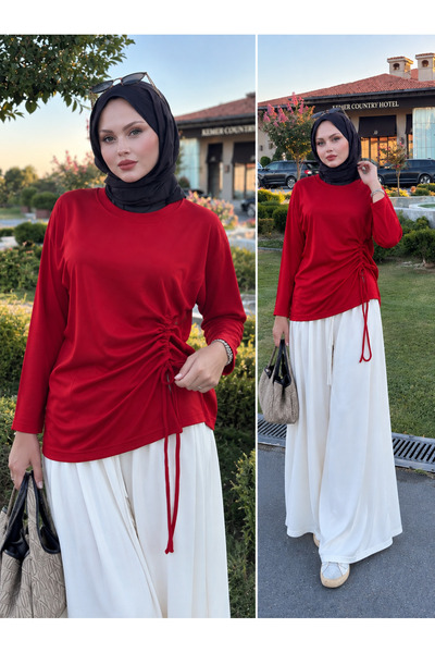 Nursay Büzgülü model tunik etekli Pantolon takım