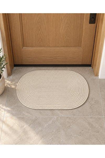 la lune home Oval Jute Door Mat 40X60 cm Knitted Textured Decorative Rug