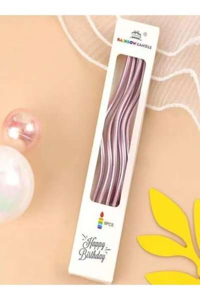 Generic Brand Elegant Twisted Birthday Candles - Decorative Long Candles for Cake and Party Decorations - Pack of 6