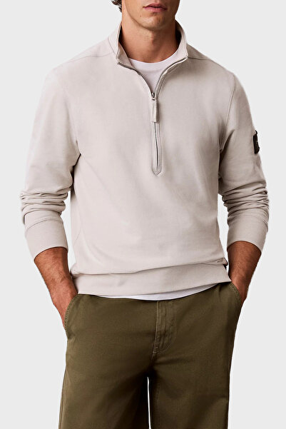 Calvin Klein Logolu Pamuklu Yarım Fermuarlı Dik Yaka Sweat LV04RJ203GPDJ Erke...