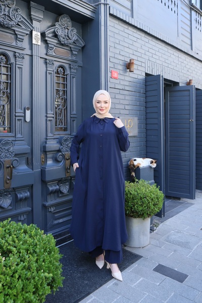 NİSUM MODA Μοντάλ κοστούμι με μακρύ πουκάμισο