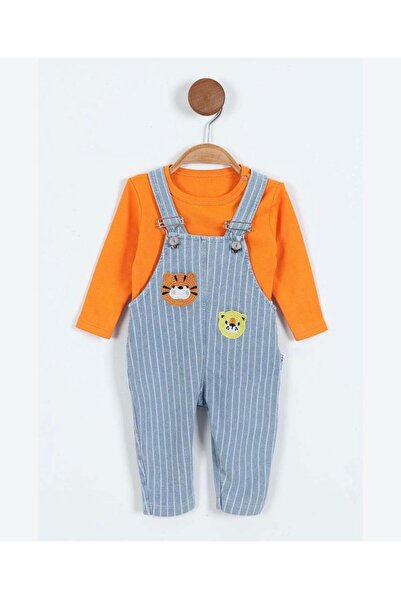 aykidsclup Baby Boy Striped Tiger Patterned Salopet 2-Piece Set 1291255-