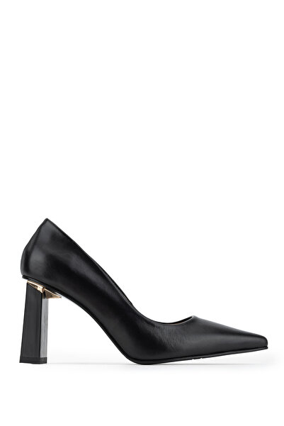 Tamer Tanca Women's Genuine Leather Black Heeled Shoes