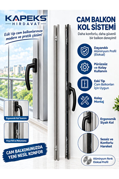 kapeks hırdavat-çelik kapı Cam Balkon Kollu Sistem Max Ölçü 150 Cm Yeni Nesil...