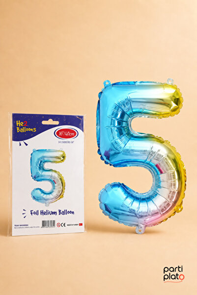 He2 Balloons Rainbow Foil Balloon Number 5 16 Inch 40 Cm, 5 Year Old Balloon,...