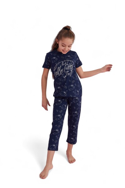 Siyah İnci Πιτζάμα παιδική με μακρύ παντελόνι Hello Kitty Good Night Blue - Μπλε