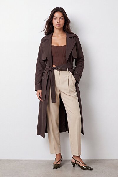 VAGGON Belted long trench coat