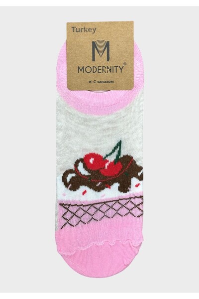 Modernity Γυναικείες Κάλτσες Αστραγάλου με Σχέδιο Cherry - Γκρι