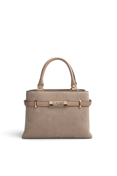 Silver Polo Γυναικεία τσάντα χειρός Mink - Latte Suede SP1149