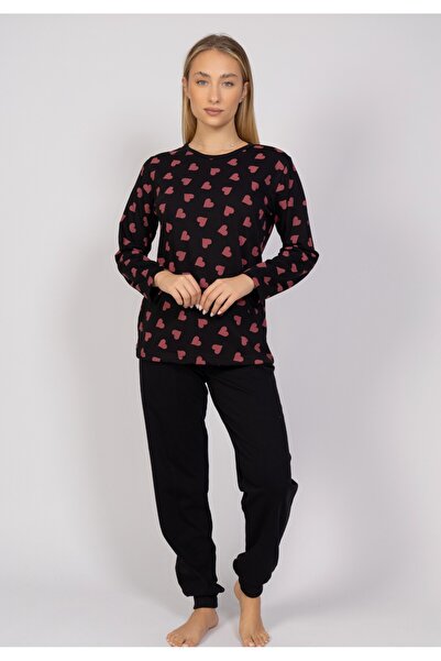 Cherry Underwear Πιτζάμα γυναικεία Small Hearts Cherry - Μαύρο