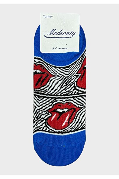 Modernity Γυναικείες Κάλτσες Αστραγάλου με Σχέδιο Lips II - Μπλε