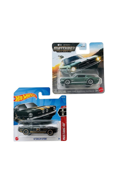 HOT WHEELS 2 Araç Set - '67 Shelby GT500 & Matchbox 2025 Aston 1968 Ford Must...