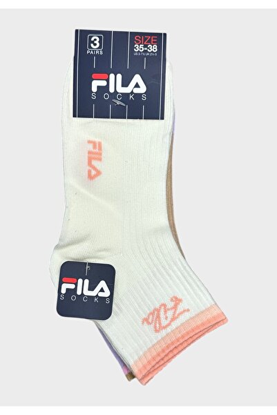 FILA Παιδικές Κάλτσες Κοριτσιών Ημίκοντες 3pack Λευκό/Μπεζ/Λιλά - Πολύχρωμο