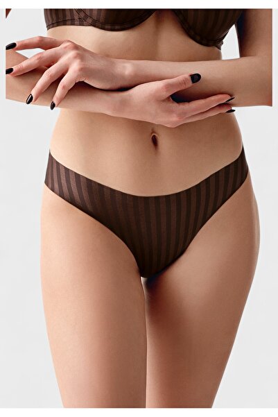 NEWBRA LINGERIE Εσώρουχο New Bra Seamless Καφέ Ριγέ με Σιλικόνη