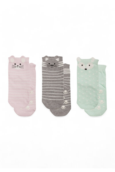 yümese Καλτσάκια βρεφικά με τάπες Yumese Girly Animals 3 Τεμ. - Πολύχρωμο