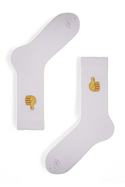 Soma Κάλτσες Unisex Rib με κέντημα Like - Λευκό