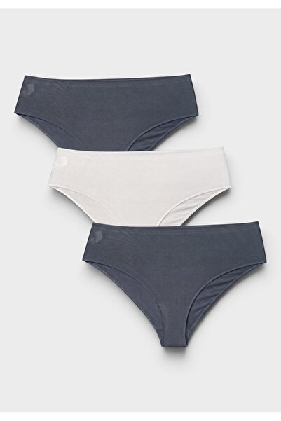 NEWBRA LINGERIE Γυναικεία Ψηλόμεσα Slip New Bra 3 Τεμάχια 100% Βαμβάκι Μαύρο/...