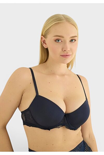 Norddiva Σουτιέν Push Up B & C Cup Nonnamelia Navy Blue - Μπλε