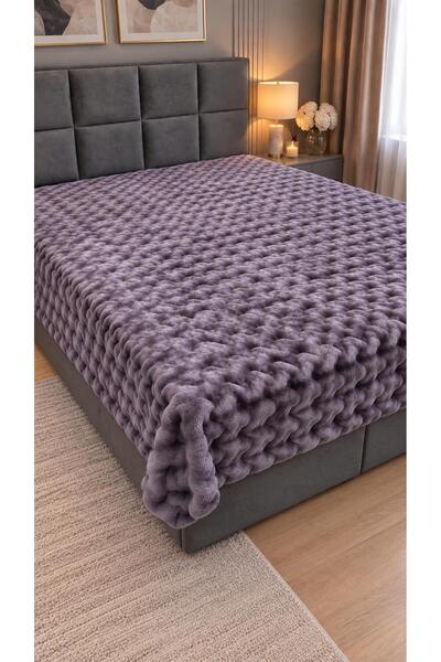 BERRY Bubble Double Layer Quilt Blanket -Purple Tkebt Purple