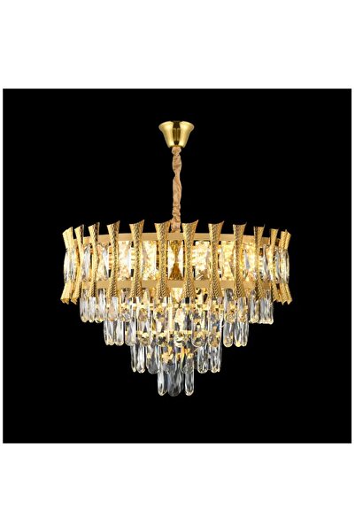 SELEXMO Candelabru Cristal HAMPTON Eleganza 8x E14, Diametru 49cm, Auriu Luci...