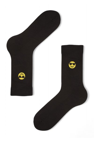 Soma Κάλτσες Unisex Rib με κέντημα So Cool - Μαύρο