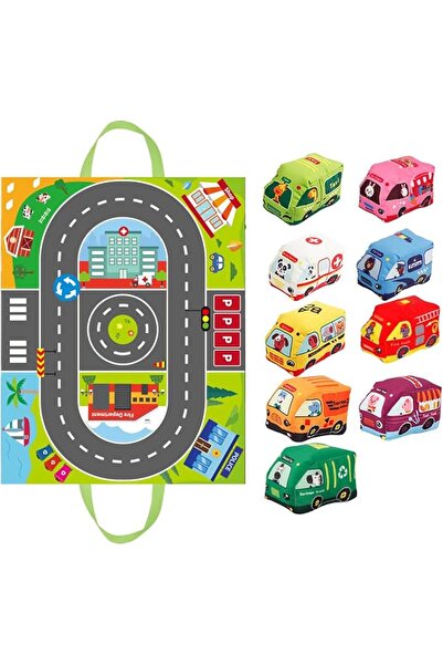 GENERAL مجموعة ألعاب سيارات قماشية ناعمة للأطفال من DL&3UP مكونة من 9 قطع مع ...