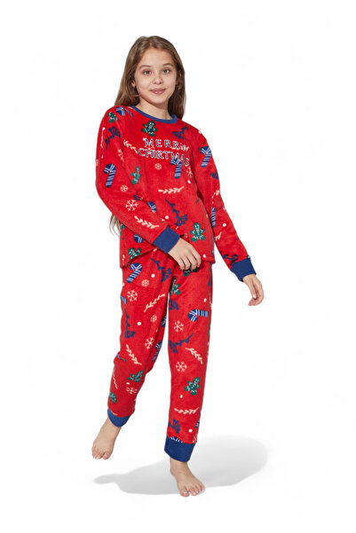 SeXen Πιτζάμα παιδική Fleece Merry Christmas - Κόκκινο