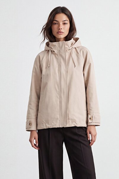 VAGGON Hooded zippered trench coat
