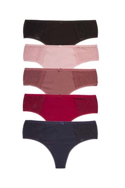SeXen Στρινγκ ψηλόμεσο με δαντέλα Colors 5 Τεμ. - Πολύχρωμο