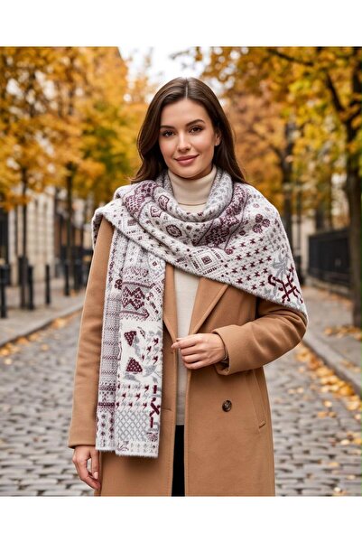 Trend Kapında Πλεκτό κασκόλ με υφή κασμίρι, μοντέλο patchwork, σάλι λαιμού