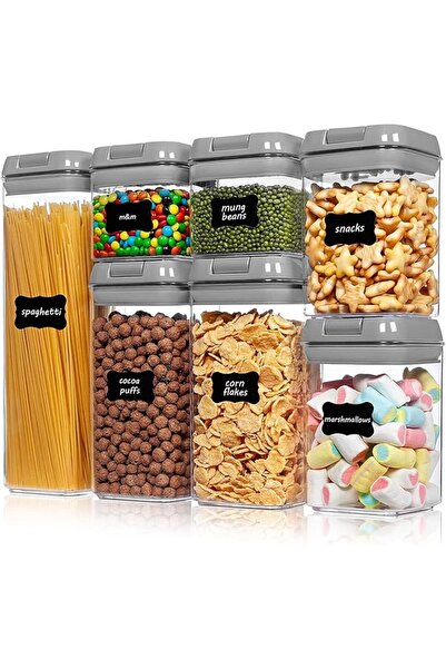 LinJie Airtight Food Storage Box, 7 Piece BPA Free Plastic Grain Containers w...