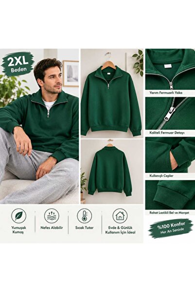 Vera Food Half-Zip Green Sweatshirt