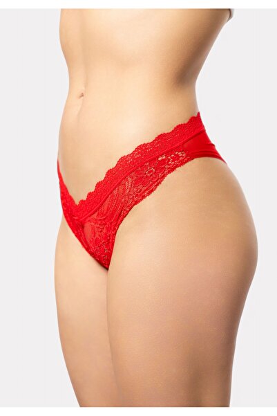 Cottonhill Brazil με διαφάνεια και δαντέλα Red Lace - Κόκκινο