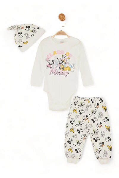 Çimpa Βρεφικό σετάκι Cimpa με μακρύ μανίκι Disney Minnie Friends allover Εκρού