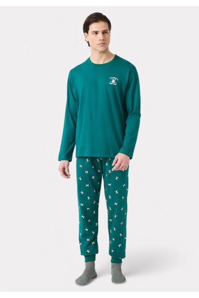 Minerva Πιτζάμα Ανδρική Bαμβακερή Bulldog Green Alpine - Πράσινο