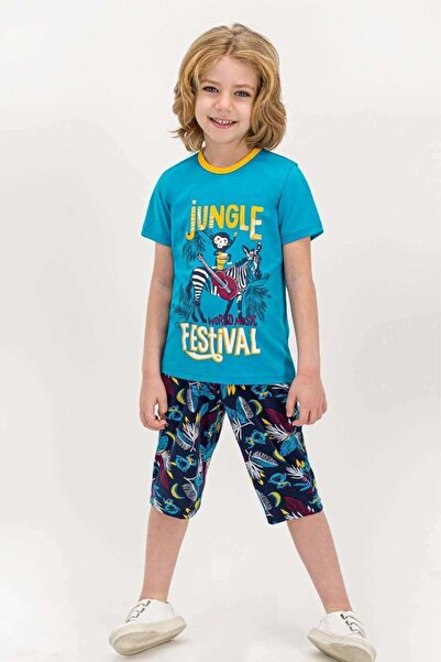 Rolypoly Πιτζάμα παιδική Jungle Festival Yellow - Πετρόλ