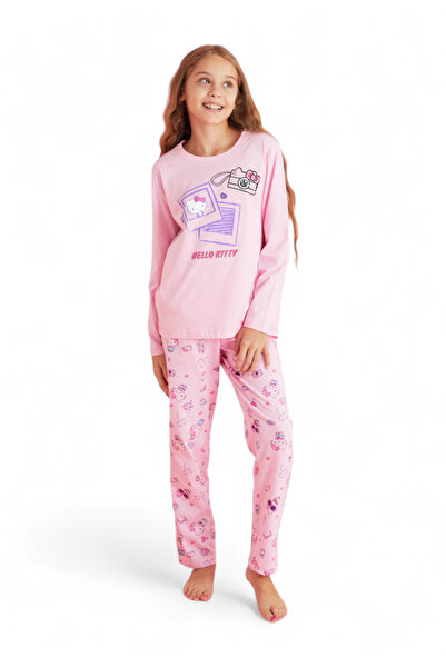 SeXen Πιτζάμα παιδική βαμβακερή Hello Kitty Camera - Ροζ