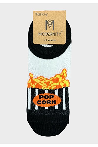 Modernity Γυναικείες Κάλτσες Αστραγάλου με Σχέδιο Pop Corn - Λευκό