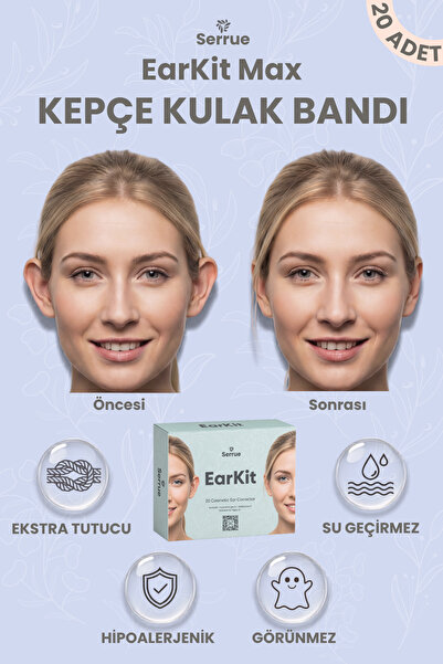 Serrue EarKit Max Kepçe Kulak Bandı, 20 Bant, Ekstra Tutucu, 7 Güne Kadar, Su...