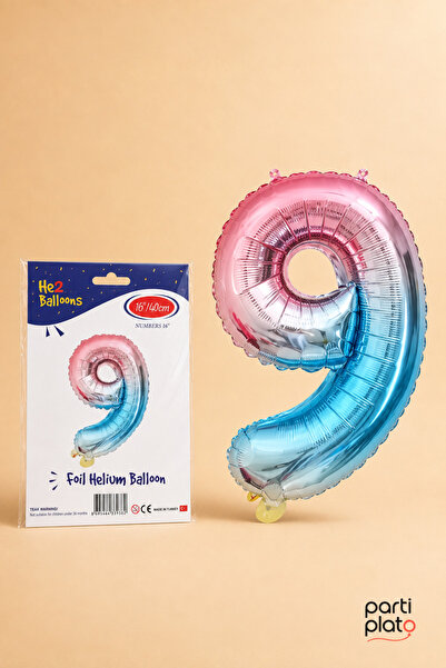 He2 Balloons Rainbow Foil Balloon Number 9 16 Inch 40 Cm, 9 Year Old Balloon,...