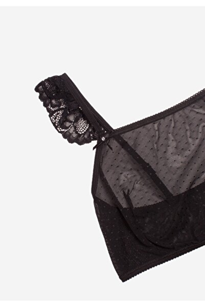 Cottonhill Σετ Bralette - Boxer Romantic Lace - Μαύρο