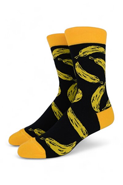 POURNARA Κάλτσες Unisex με σχέδιο Bananas - Μαύρο