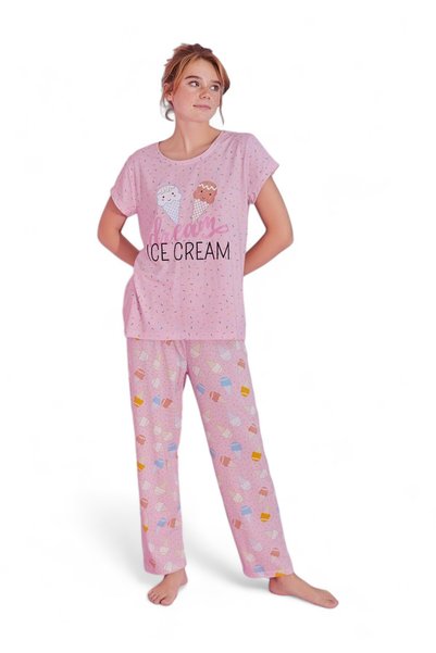 PİJAMOOD Πιτζάμα γυναικεία μακρύ παντελόνι Ice Cream Pink - Ροζ