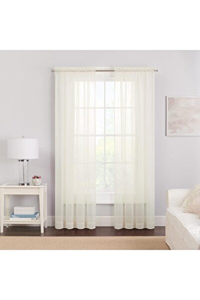 Pairs To Go Victoria Voile Modern Sheer Rod Pocket Window Curtains for Living...