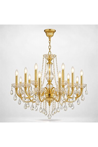 SELEXMO Candelabru Cristal NUVOLA Elegenza, 12xE14, D50 cm, Auriu, Inaltime R...